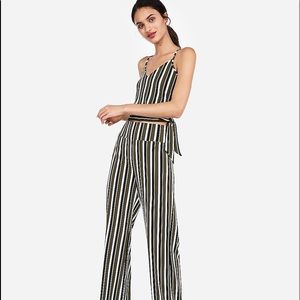 Express stripped wide stretch pant set with top